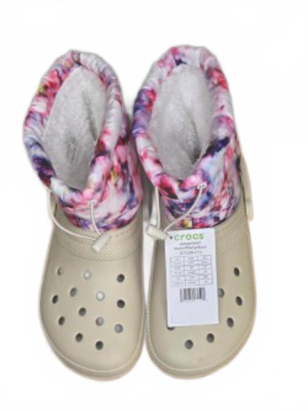 Crocs Winter Boots with Colorful Floral Fleece Lining